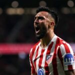 Nico González durante un partido con el Atlético de Madrid en el Metropolitano
