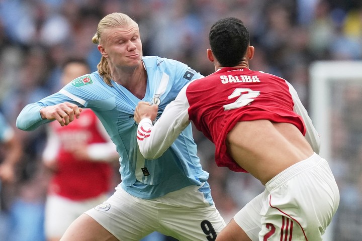Erling Haaland en la final de la Copa de la Liga. (AP)