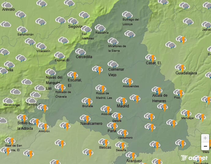 Previsión del tiempo para hoy en Madrid: lluvia y cielo nublado.