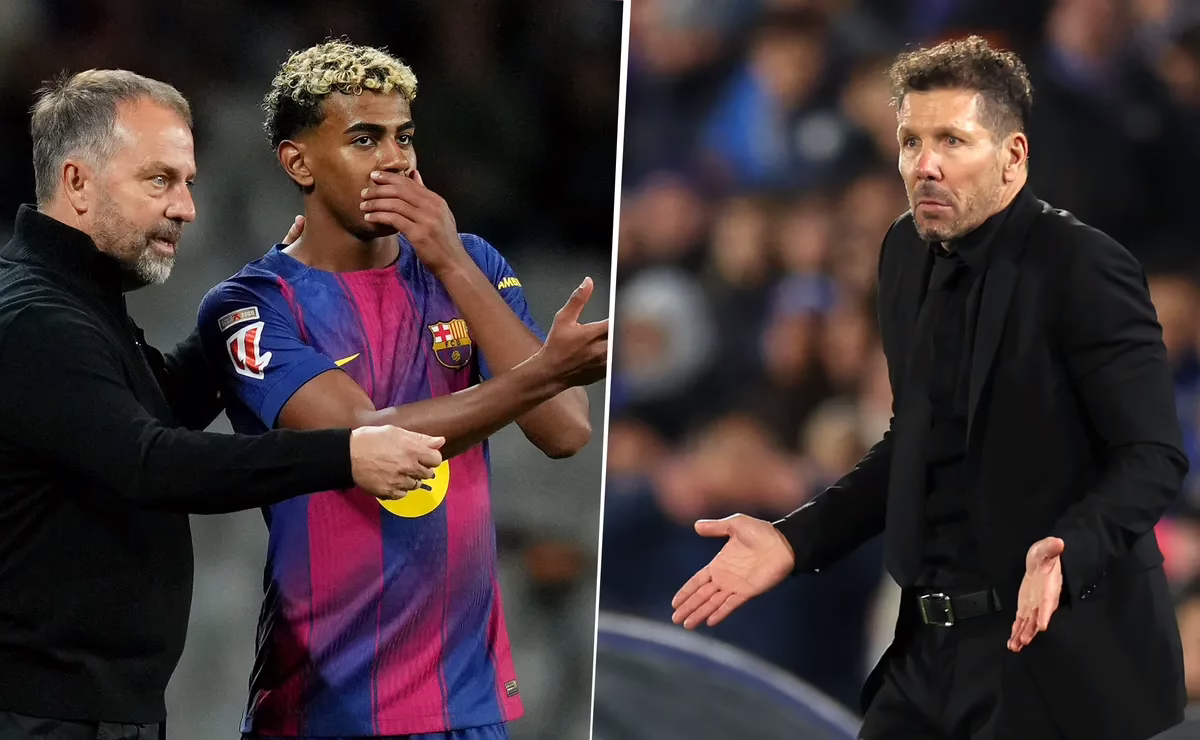 Hansi Flick lanza una advertencia a Diego Simeone sobre Lamine Yamal.