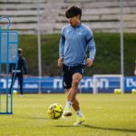 Take Kubo, extremo japonés de la Real Sociedad, entrenando con normalidad en Zubieta tras su reincorporación al grupo después de dos meses de baja por rotura de isquiotibial